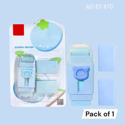 KLIDSHUSOZ TREASURE Premium Double-Sided Sliding Eraser For Kids & Students (Pack Of 1) Non-Toxic Eraser(Set of 1, Blue)