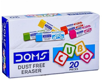 DOMS Premium Dust Free CUBO Non-Toxic Eraser(Set of 20, Multicolor)