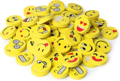 KEYTONE Pack of 144 Smiley Erasers for Kids School Supplies for Kids Non-Toxic Erasers Non-Toxic Eraser(Yellow)