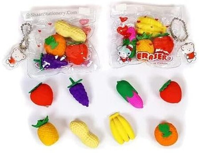 KISANPATEL Colorful Mini Fruit & Vegetable Erasers Cute Tiny Shape8PC Eraser(Set of 1, Multicolor)