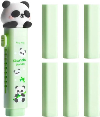 Tech Fuel TECHFUEL Panda Eraser Set Stationary Set Rubber,Fancy Erasers Non-Toxic Eraser Non-Toxic Eraser(Set of 1, Green)