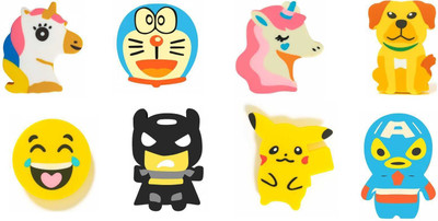 Aashika Combo Pack of 9 Unique Erasers for Kids Multiple Character like Unicorn Doremon Non-Toxic Eraser(Set of 8, Muticolour)