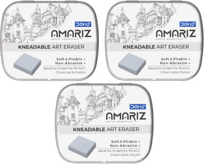 DOMS Amariz Kneadable Art Eraser Pack of 3 Non-Toxic Eraser(Set of 3, Grey)