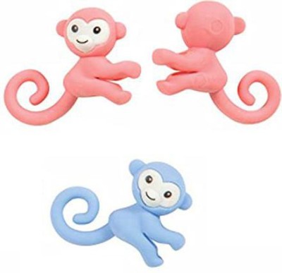 PMW Cutest Monkey Erasers - pack of 3 Non-Toxic Eraser(Multicolor)