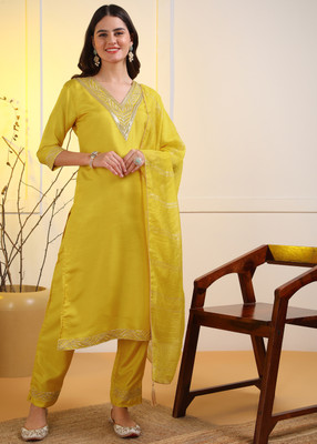 Hiva Trendz Embroidered Kurta, Trouser/Pant & Dupatta Set