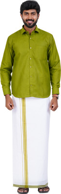 SUMAN TEX Men Shirt Dhoti Set