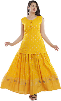 Well style Women Ethnic Top Skirt Set