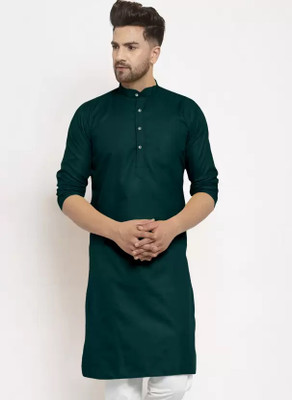 SANMIKA Men Solid Straight Kurta(Dark Green)