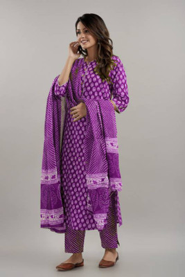 Goras Self Design Kurta, Palazzo & Dupatta Set