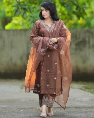PILUDI Women Kurti Palazzo Dupatta Set