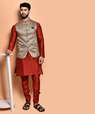 PRINTCULTR Men Kurta Pyjama Ethnic Jacket Set