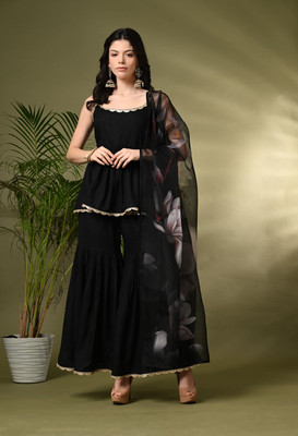 Sangria Women Ethnic Top Sharara Dupatta Set