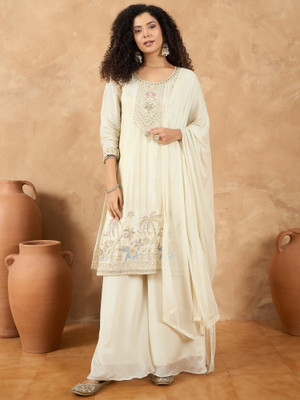 Varanga Women Kurta Sharara Dupatta Set