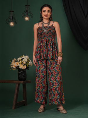 Globus Women Ethnic Top Palazzo Set