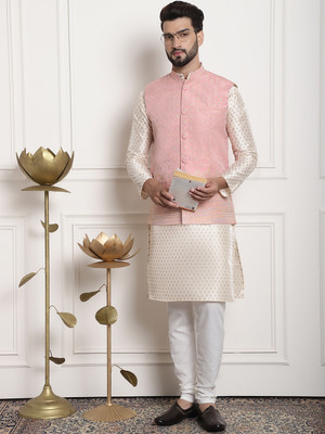 SOJANYA Men Kurta Pyjama Ethnic Jacket Set