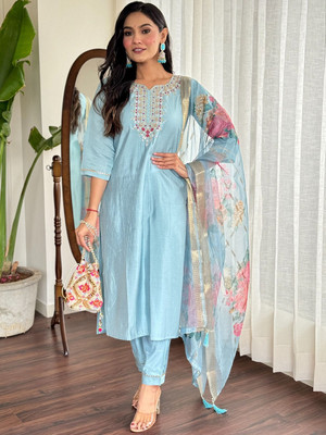 ROZRI Embroidered Kurta, Trouser/Pant & Dupatta Set