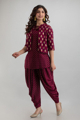 SHEESHAM Women Kurta Dhoti Pant Ethnic Jacket Set