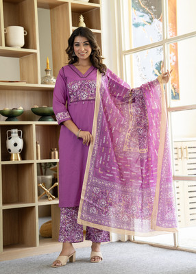 RASOKURTI Women Kurti Pant Attached Dupatta Set