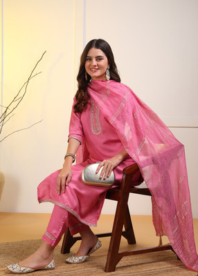Hiva Trendz Embroidered Kurta, Trouser/Pant & Dupatta Set
