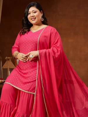 Janasya Women Kurti Sharara Dupatta Set