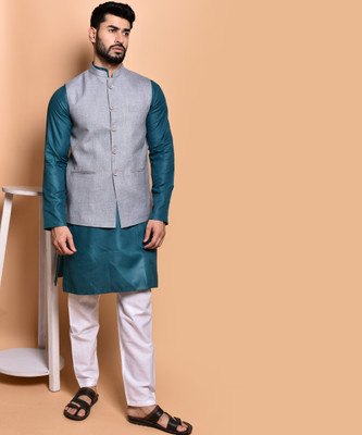 PRINTCULTR Men Kurta Pyjama Ethnic Jacket Set