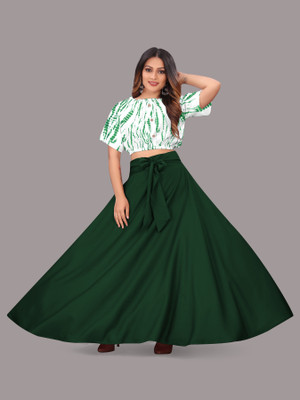 okf Women Crop Top Skirt Set
