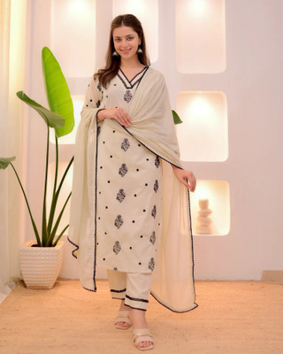 CYNOR ENTERPRISE Embroidered Kurta, Palazzo & Dupatta Set