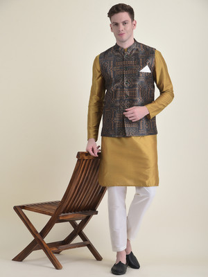 HOUSE OF DEYANN Men Kurta Pant Ethnic Jacket Set
