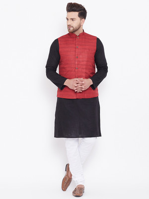 VASTRAMAY Men Kurta Pyjama Ethnic Jacket Set