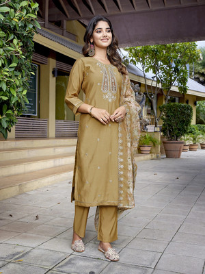 Royal Export Embroidered Kurta, Trouser/Pant & Dupatta Set