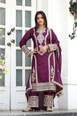 S.B.Creation Women Kurta Pant Attached Dupatta Set