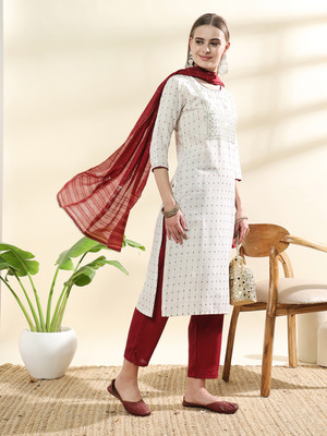 Fashion Care Embroidered Kurta, Trouser/Pant & Dupatta Set