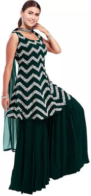 parrot creation Women Kurta Sharara Dupatta Set