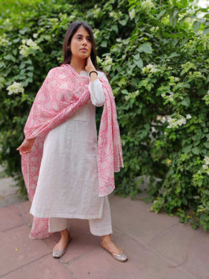 Hiyuti Solid Kurta, Palazzo & Dupatta Set