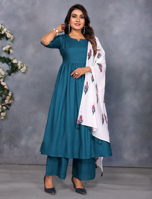 VEMEZ Women Ethnic Top Palazzo Dupatta Set