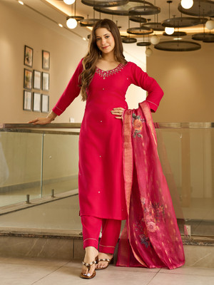 SwirlStyle Embroidered Kurta, Salwar & Dupatta Set