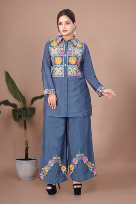 Dhanakfashion Women Ethnic Top Palazzo Set