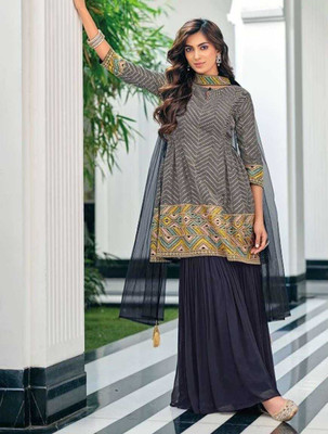 Saundarya Fashion Store Women Ethnic Top Sharara Dupatta Set