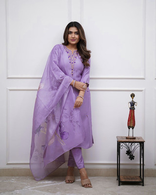 Zinsy Creation Embroidered Kurta, Trouser/Pant & Dupatta Set