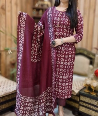 Jalatofive Printed Kurta, Palazzo & Dupatta Set