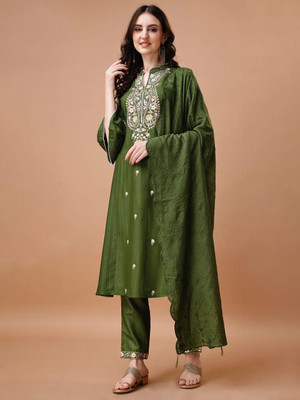 Varamya Women Ethnic Top Pant Dupatta Set