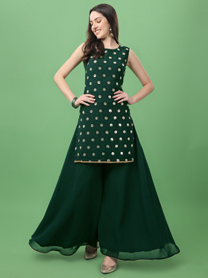 parrot creation Women Ethnic Top Sharara Dupatta Set