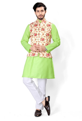 UNIQUE MOMENTS Men Kurta Pyjama Ethnic Jacket Set