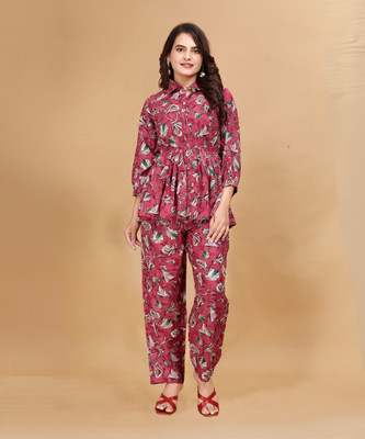 FluteFashion Women Ethnic Top Palazzo Set