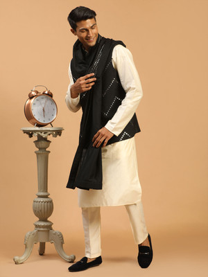 VASTRAMAY Men Kurta Pyjama Ethnic Jacket Set