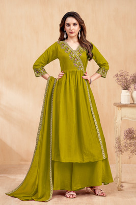 P Three Pluse Women Kurta Sharara Dupatta Set