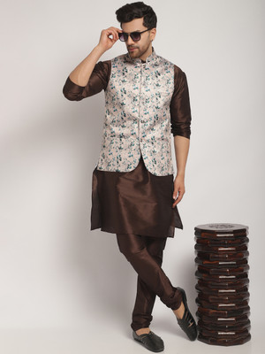 kaifoo Men Kurta Churidar Ethnic Jacket Set