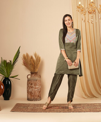 Globus Women Ethnic Top Dhoti Pant Set