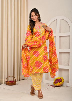 Attire Aura Embroidered, Printed Kurta, Trouser/Pant & Dupatta Set