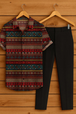 Black Deer Men Shirt Pant Set